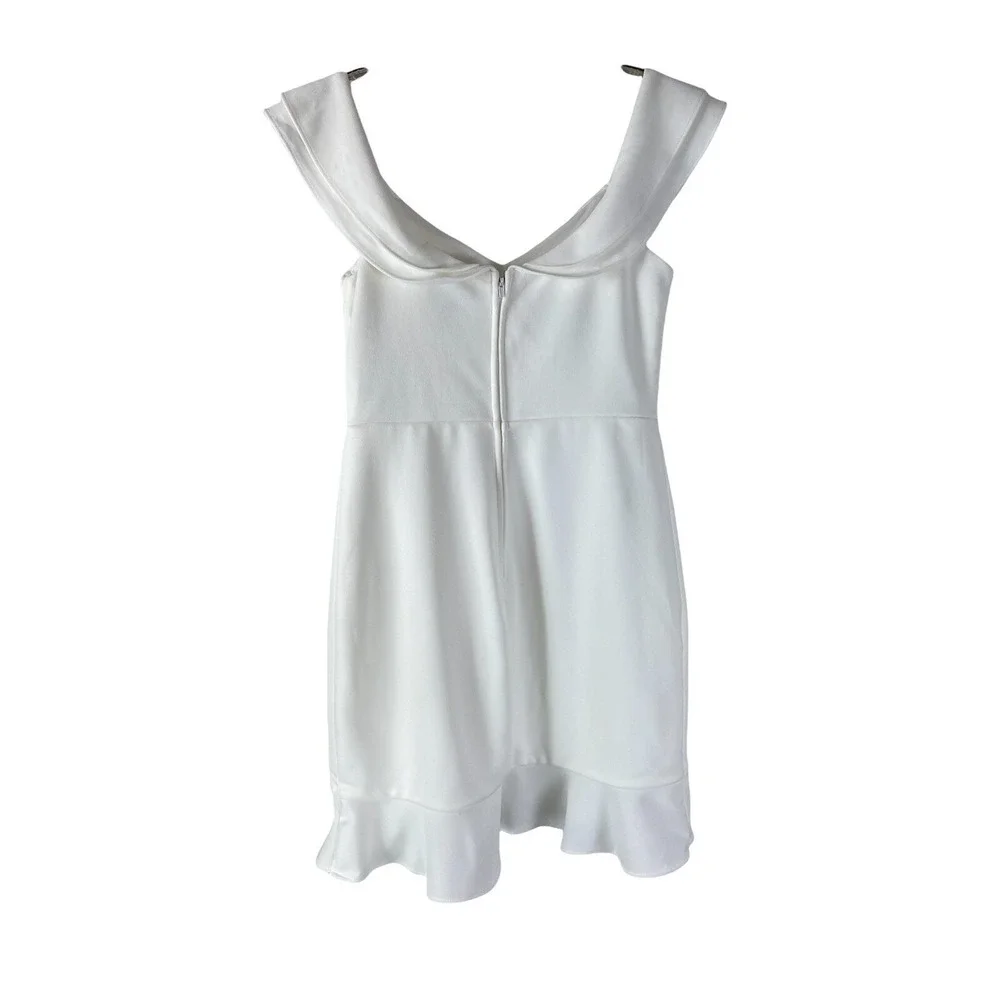 City Studio Size 9 Dress White Ruffle Preppy Comfy Stretchy Y2K Coquette
